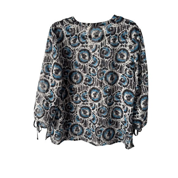 JM Collection Women’s Petite 16 Whimsigoth Sheer Colorful Metallic Blouse Boho - Picture 2 of 12